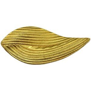 Vintage Gold Tone Leaf Brooch Pin 2.5" Textured Rigged
